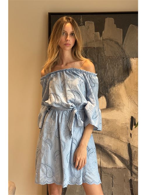 Abito in pizzo sang allo con scollo bardot DIECI MINUTI | FA929A93RQ21Q1